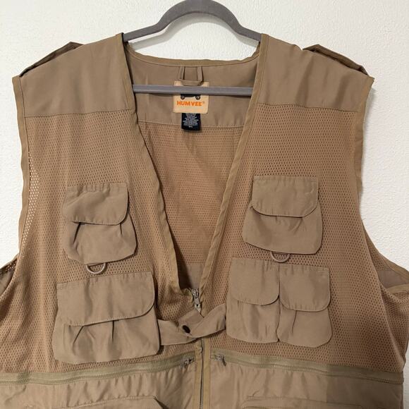 Humvee Men's Tan Brown Combat Hunting Cargo Utility Vest Size 3XL - Picture 2 of 14